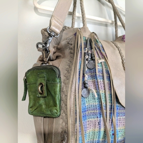 Free People Canyonlands Leather Kantha Bone Bead Large Boho Bag - Picture 4 of 16